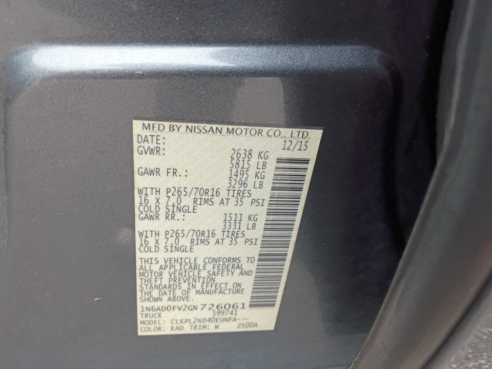 2016 Nissan Frontier SV
