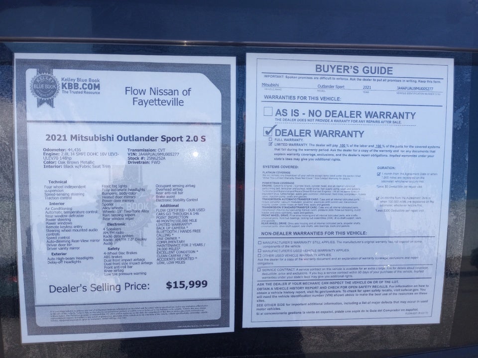 2021 Mitsubishi Outlander Sport 2.0 S 2WD