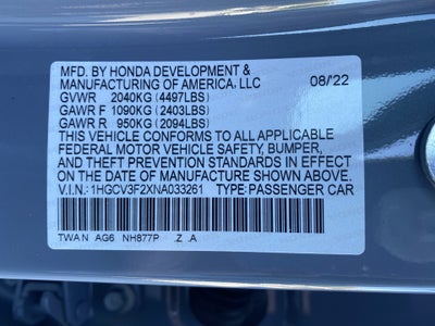 2022 Honda Accord Hybrid Sport