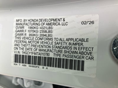 2026 Honda Accord Sedan SE