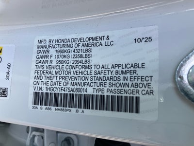 2025 Honda Accord Sedan SE