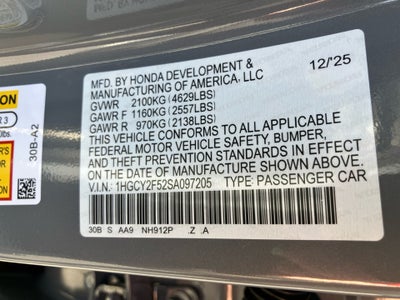 2025 Honda Accord Hybrid Sport