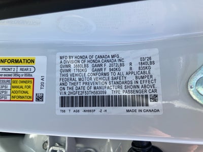 2026 Honda Civic Sedan Sport