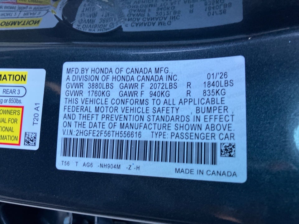 2026 Honda Civic Sedan Sport