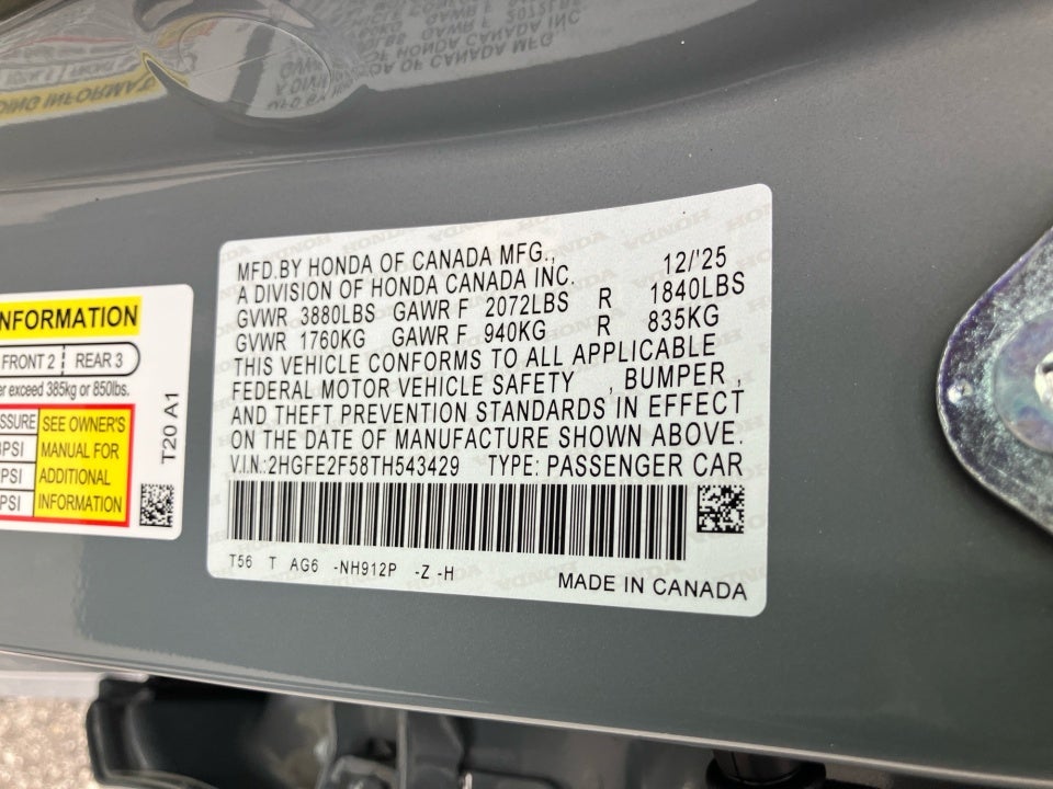 2026 Honda Civic Sedan Sport