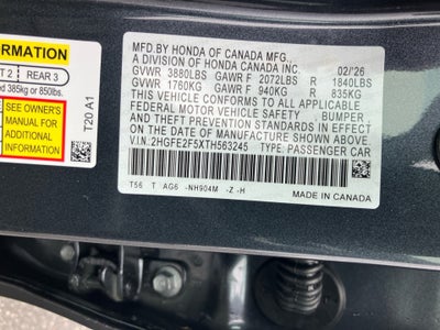 2026 Honda Civic Sedan Sport