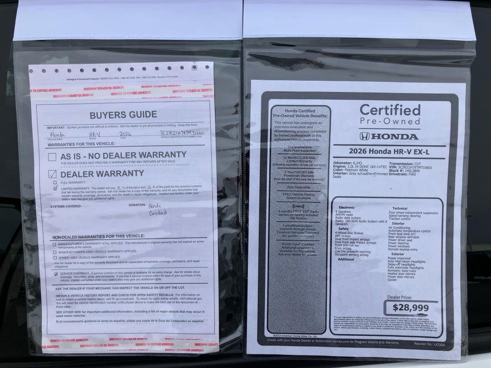 2026 Honda HR-V 2WD EX-L