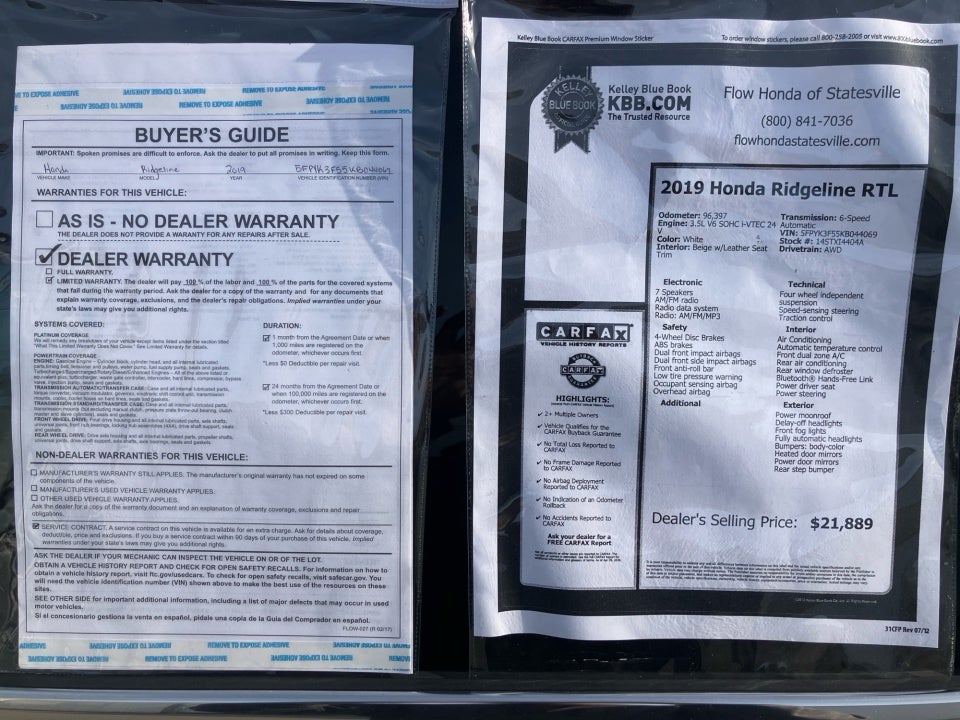 2019 Honda Ridgeline RTL