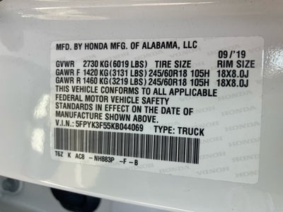 2019 Honda Ridgeline RTL