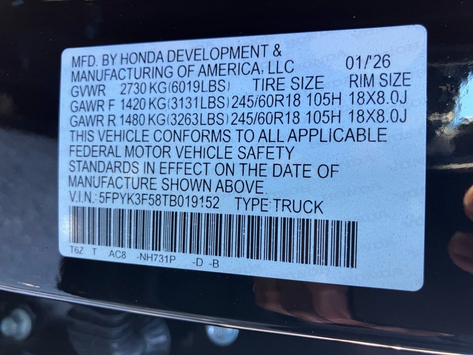 2026 Honda Ridgeline RTL