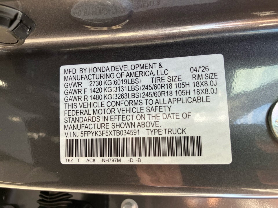 2026 Honda Ridgeline RTL
