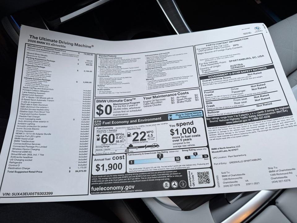 2026 BMW X5 PHEV xDrive50e