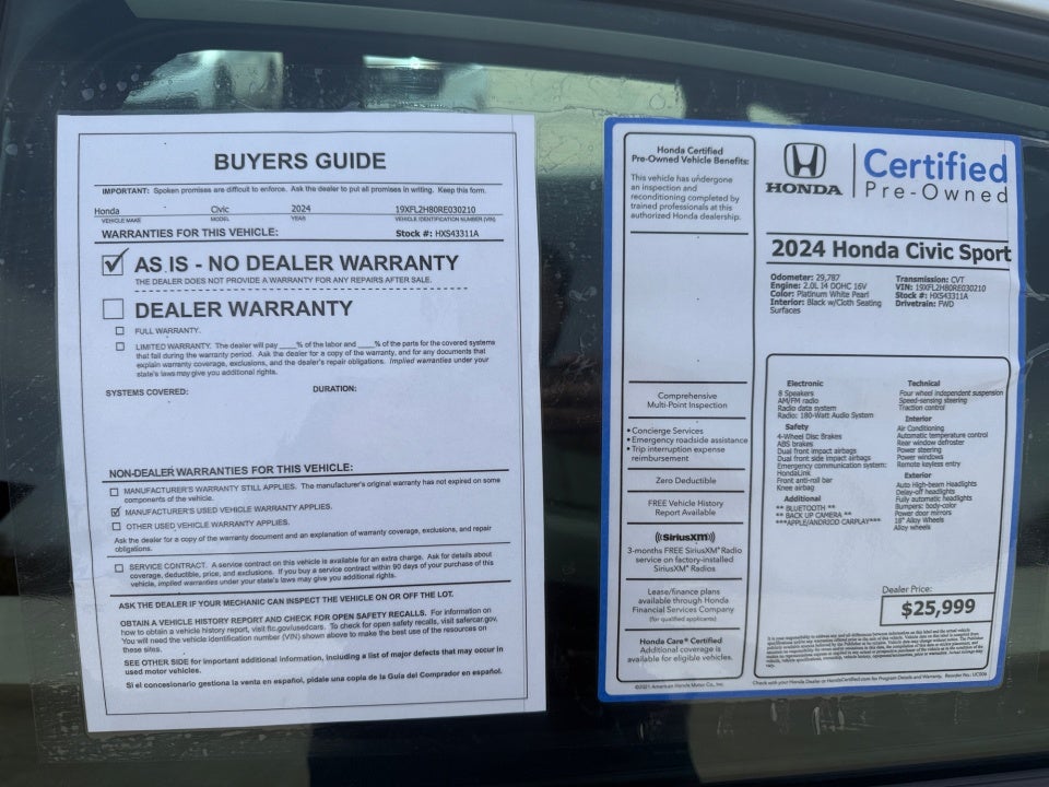 2024 Honda Civic Hatchback Sport