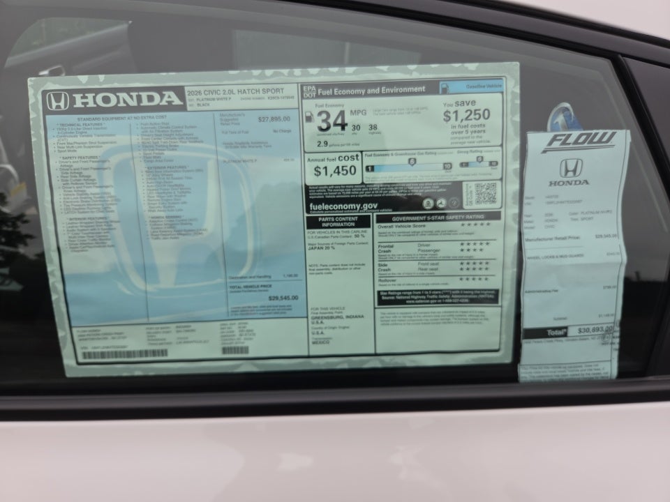 2026 Honda Civic Hatchback Sport