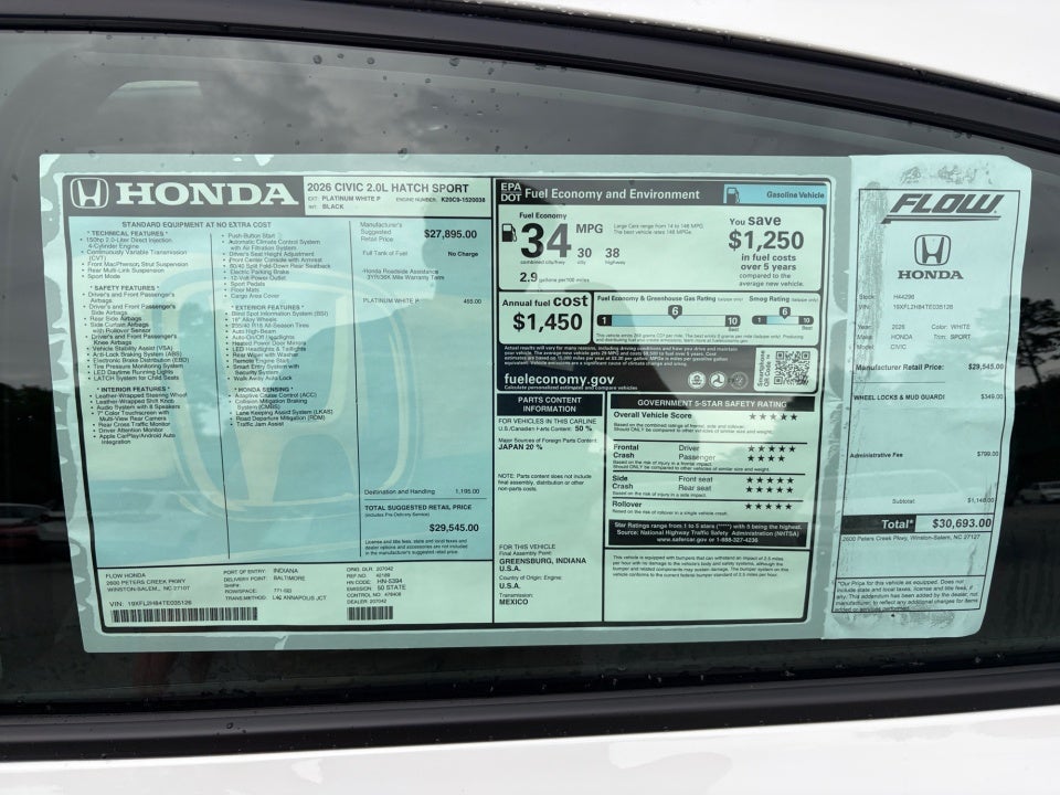 2026 Honda Civic Hatchback Sport