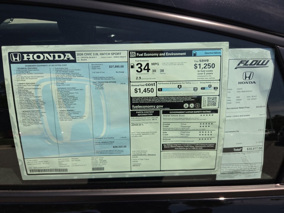 2026 Honda Civic Hatchback Sport