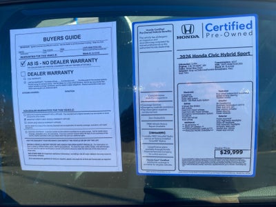 2026 Honda Civic Hybrid Sport