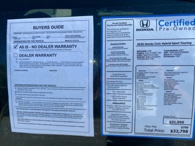 2026 Honda Civic Hybrid Sport Touring