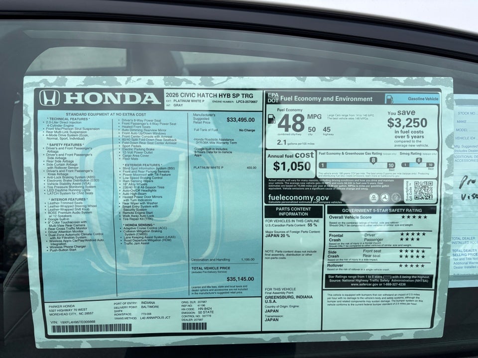 2026 Honda Civic Hybrid Sport Touring