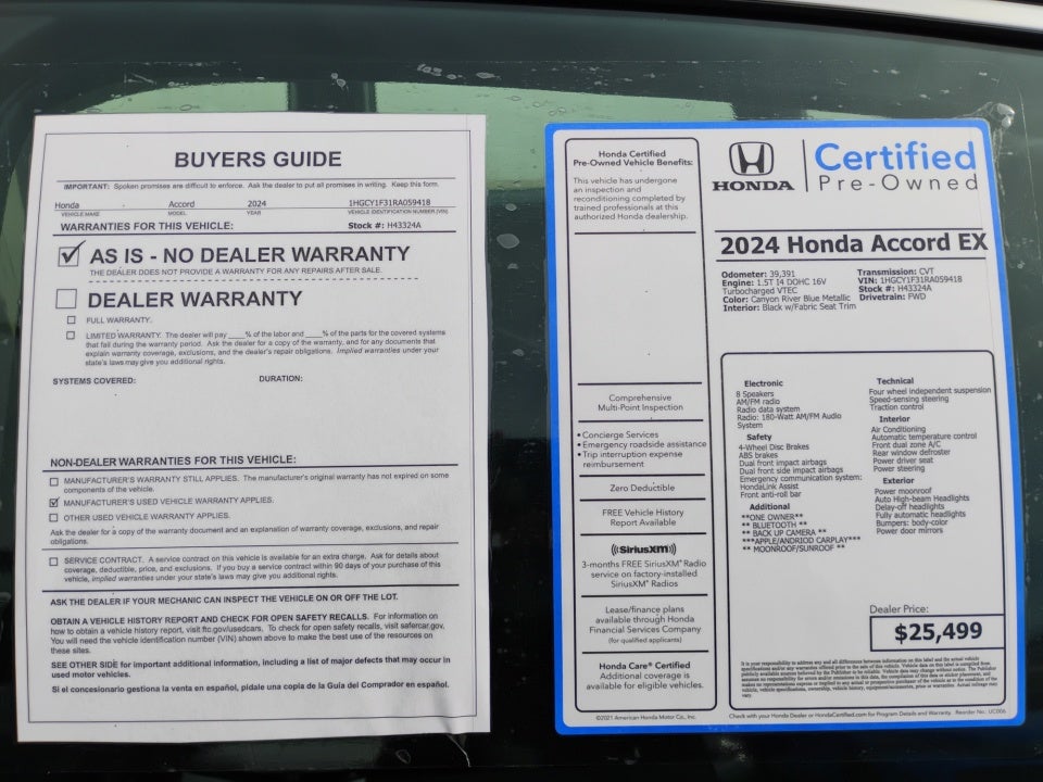 2024 Honda Accord Sedan EX