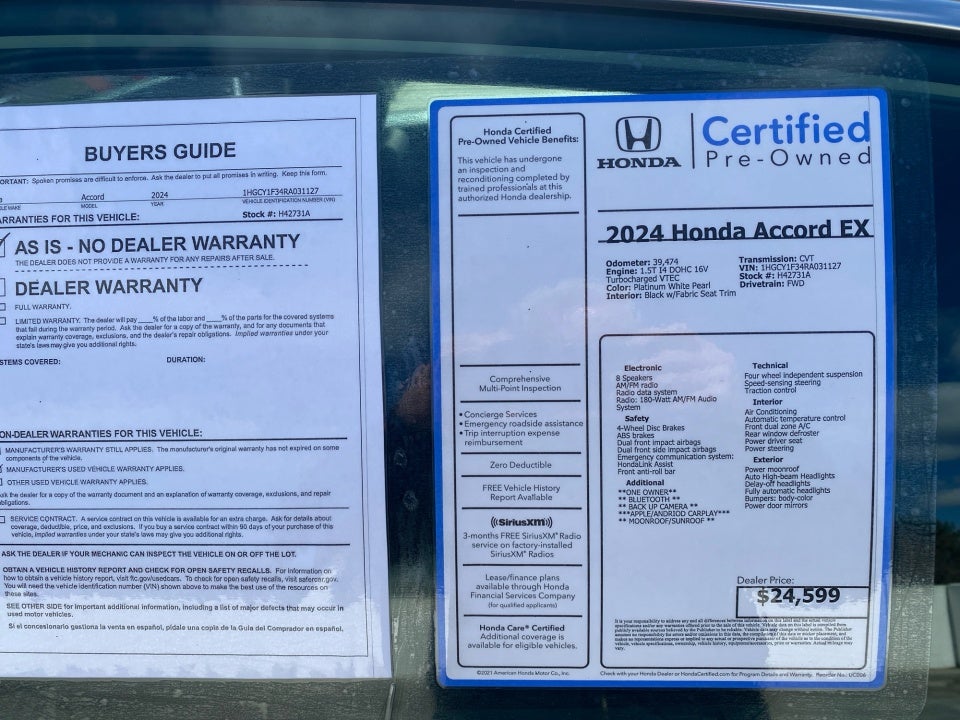 2024 Honda Accord Sedan EX