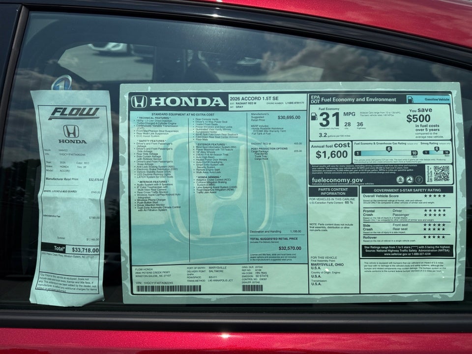 2026 Honda Accord Sedan SE