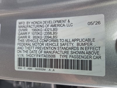 2026 Honda Accord Sedan SE