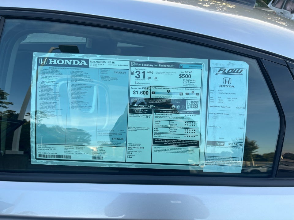 2026 Honda Accord Sedan SE