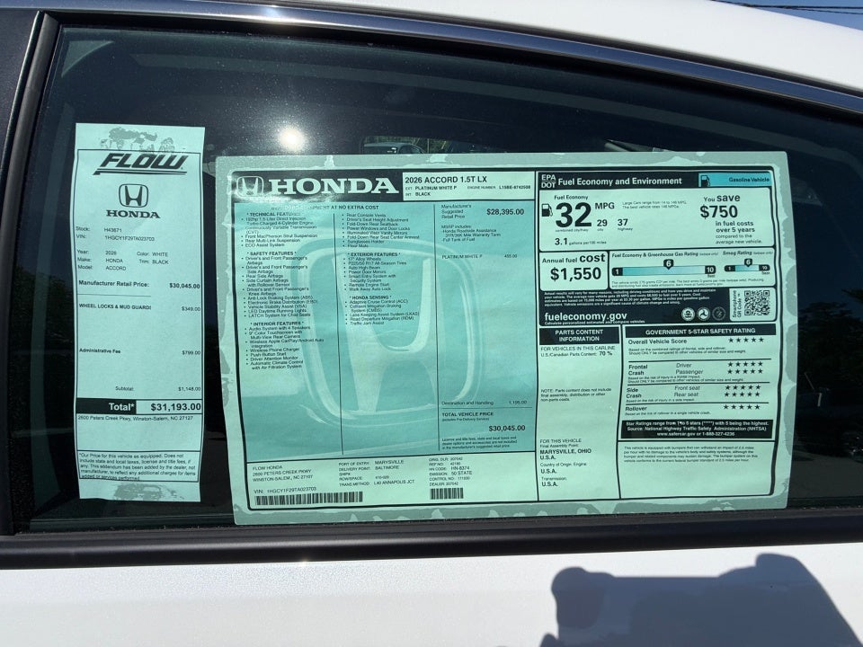 2026 Honda Accord Sedan SE