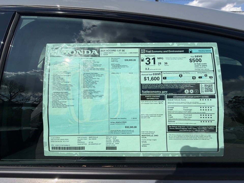 2026 Honda Accord Sedan SE