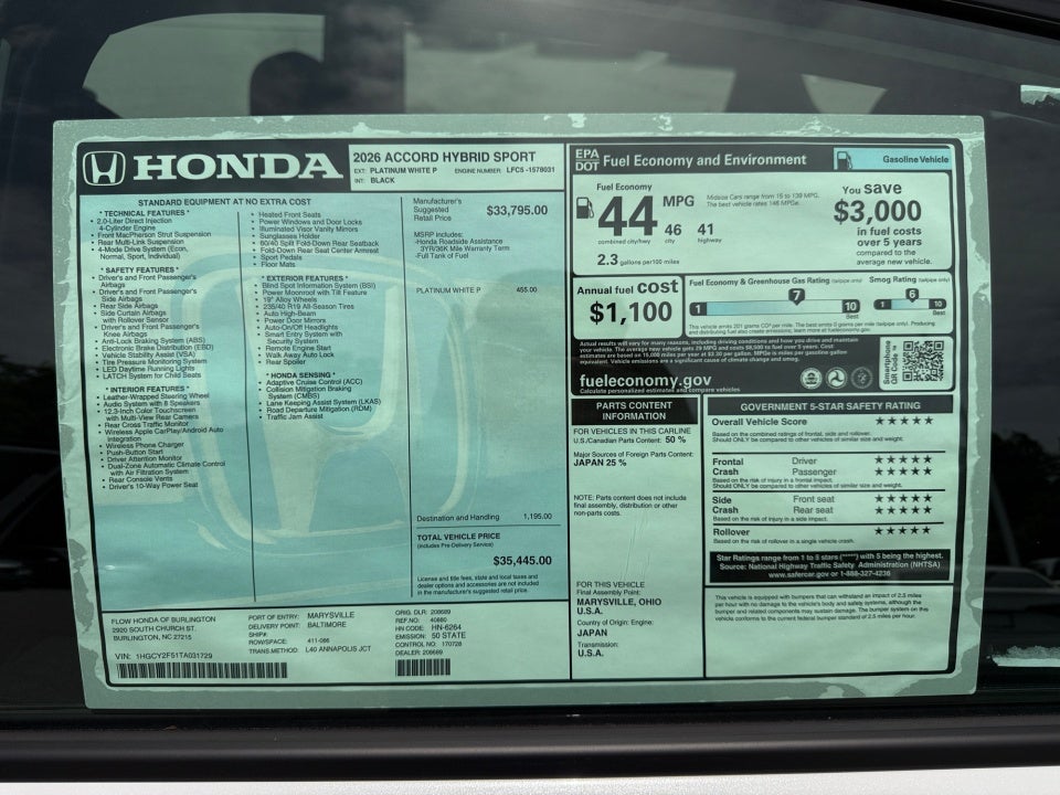 2026 Honda Accord Hybrid Sport