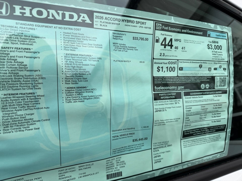 2026 Honda Accord Hybrid Sport