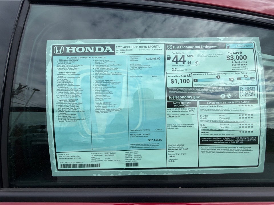 2026 Honda Accord Hybrid Sport