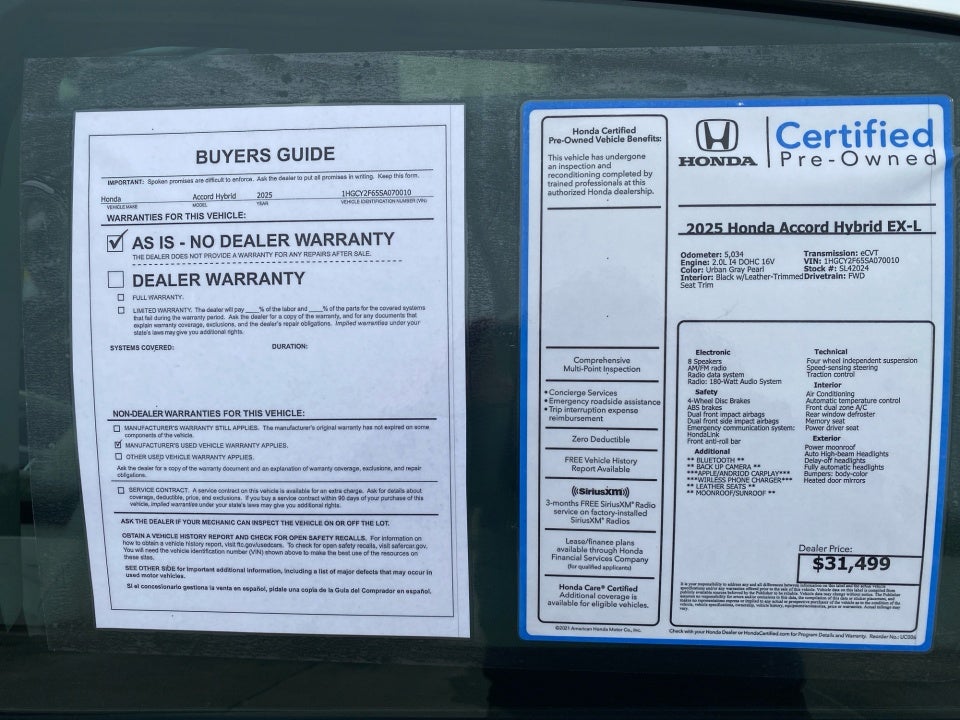 2025 Honda Accord Hybrid EX-L
