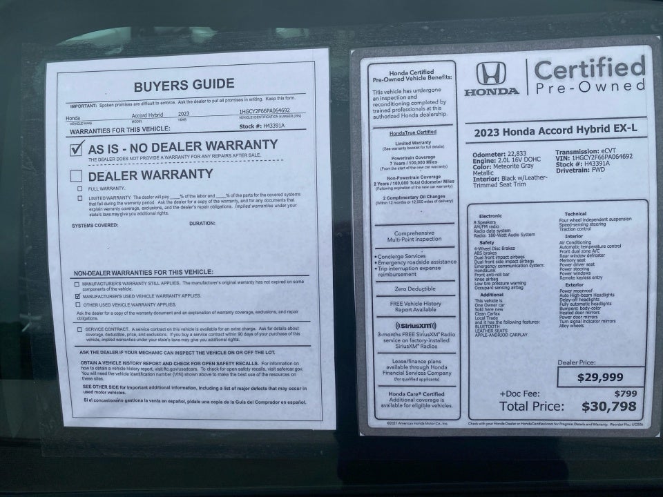 2023 Honda Accord Hybrid EX-L