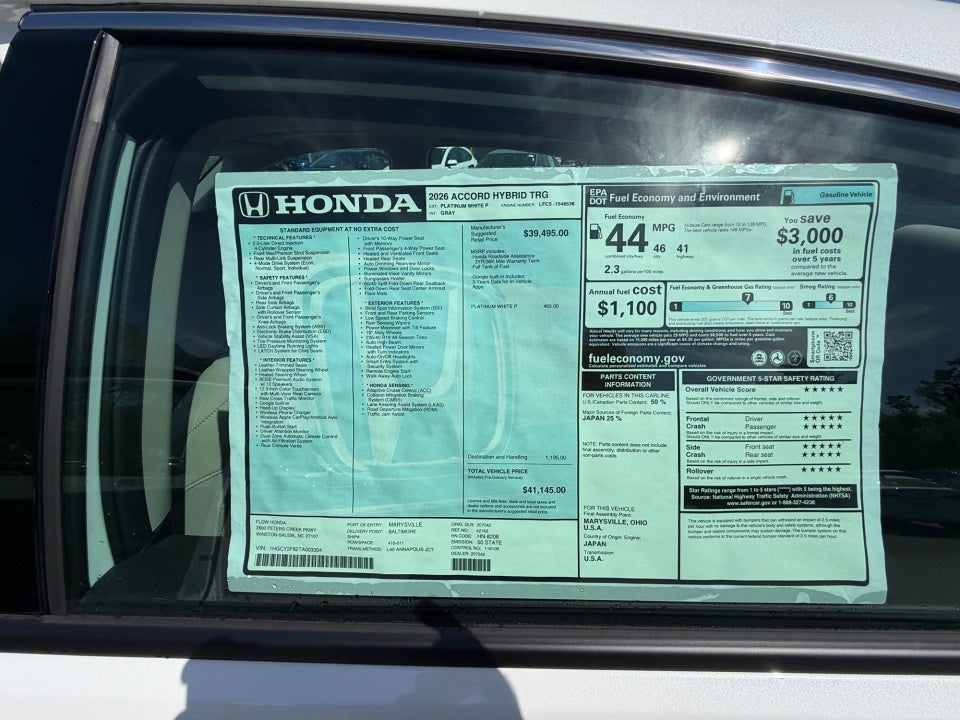 2026 Honda Accord Hybrid Touring