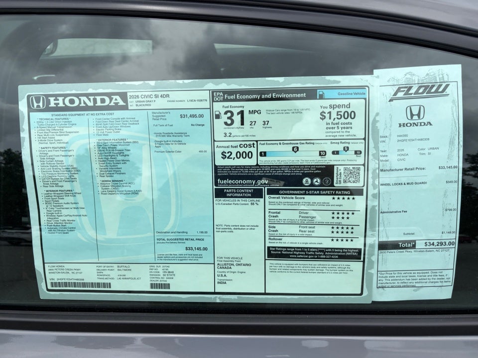 2026 Honda Civic Si Manual