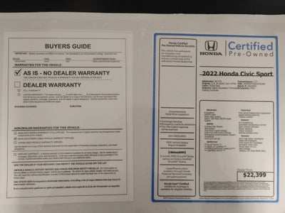 2022 Honda Civic Sedan Sport