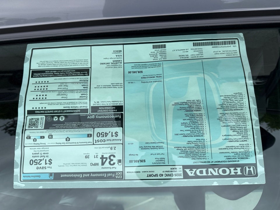 2026 Honda Civic Sedan Sport