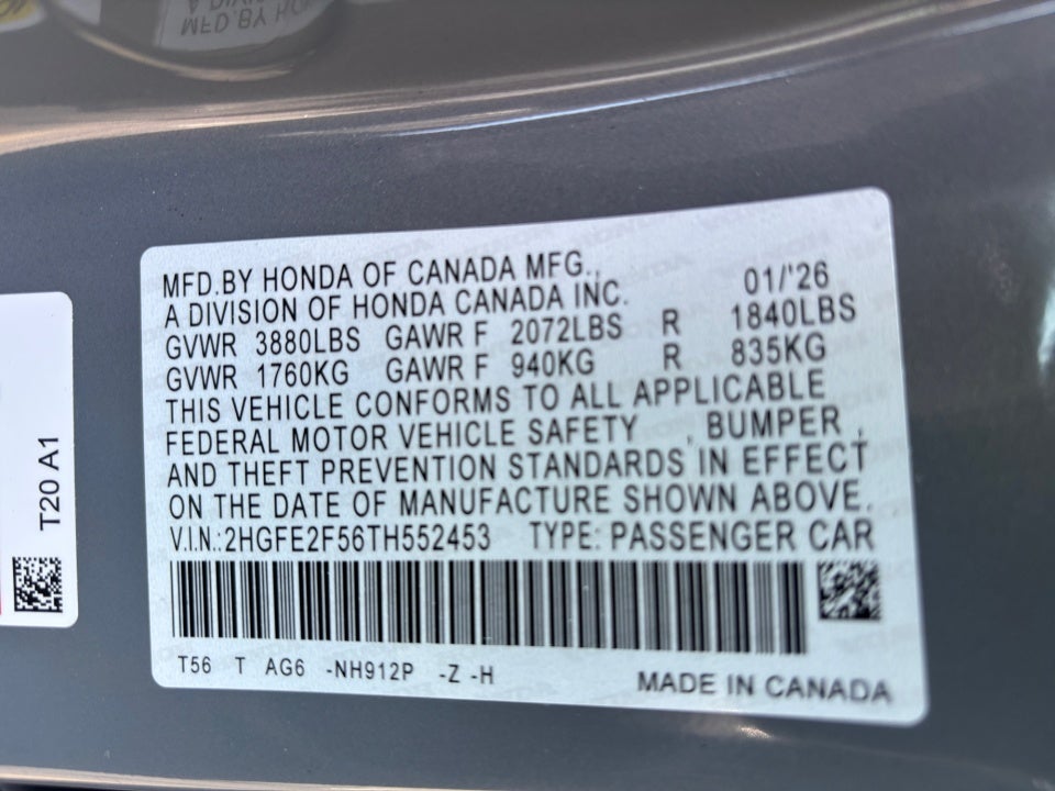 2026 Honda Civic Sedan Sport