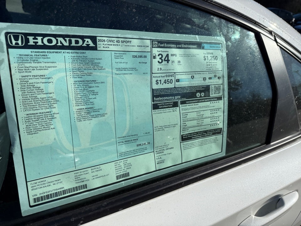 2026 Honda Civic Sedan Sport