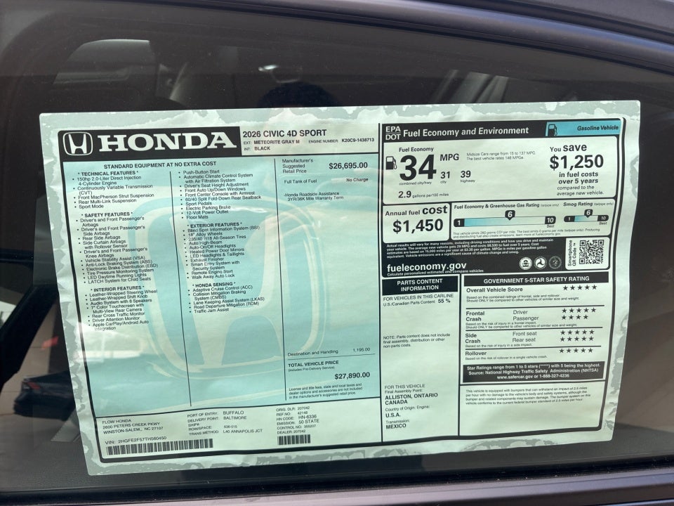 2026 Honda Civic Sedan Sport