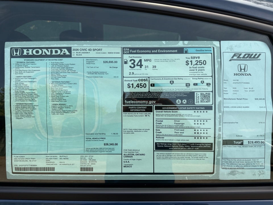 2026 Honda Civic Sedan Sport