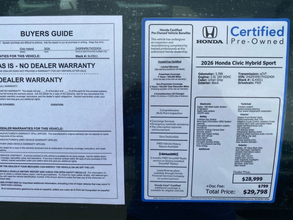 2026 Honda Civic Hybrid Sport