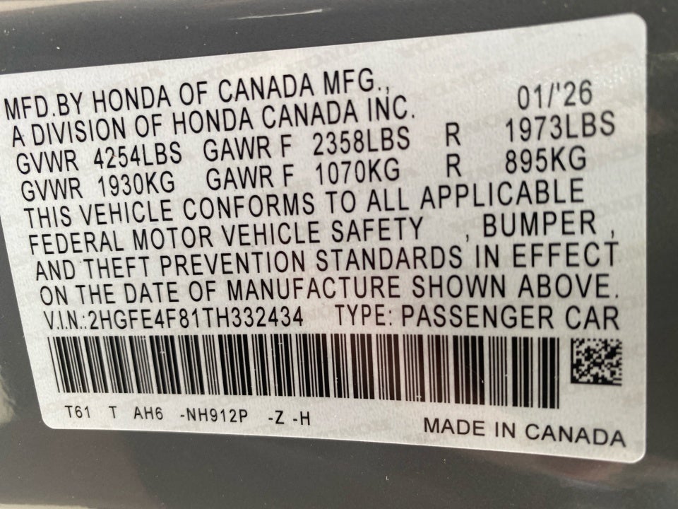 2026 Honda Civic Hybrid Sport