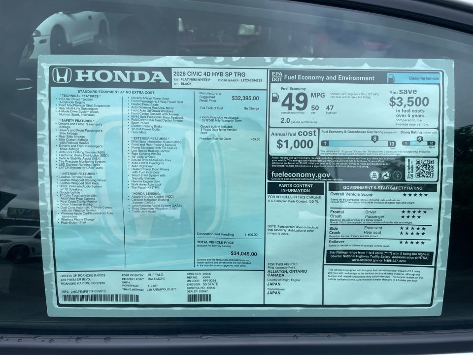 2026 Honda Civic Hybrid Sport Touring