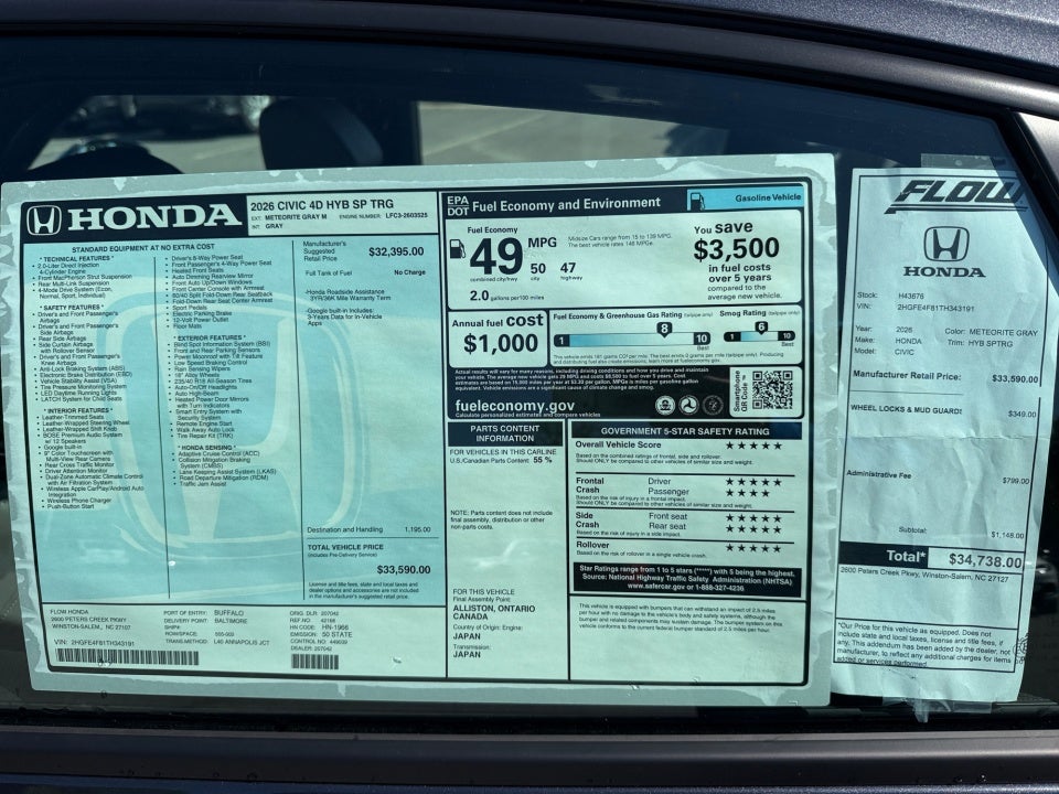 2026 Honda Civic Hybrid Sport