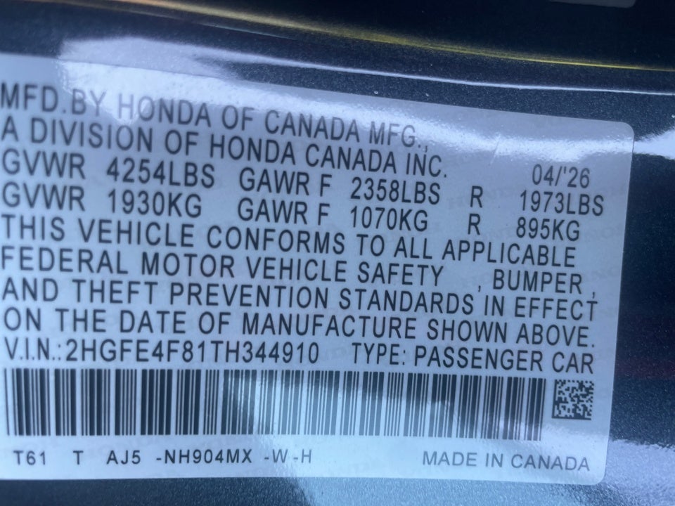 2026 Honda Civic Hybrid Sport