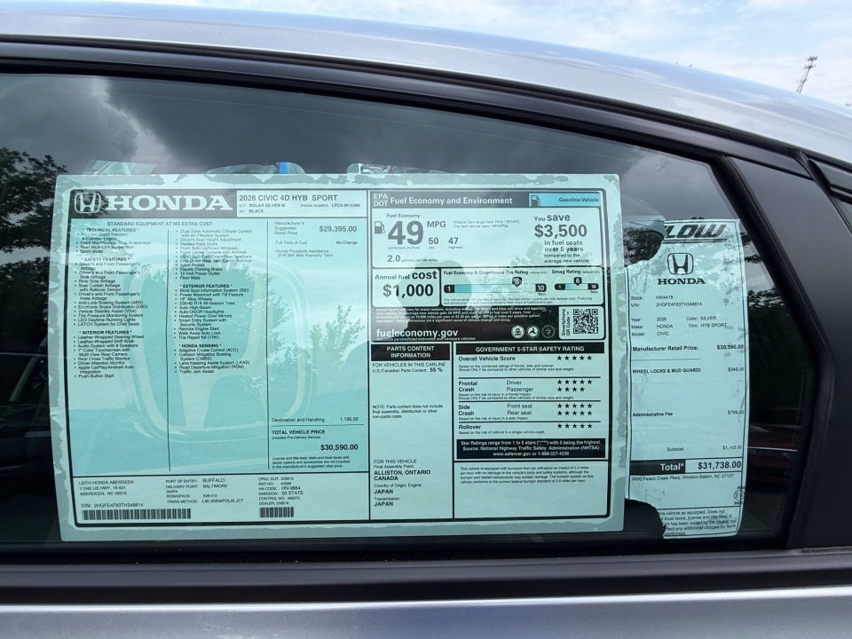 2026 Honda Civic Hybrid Sport