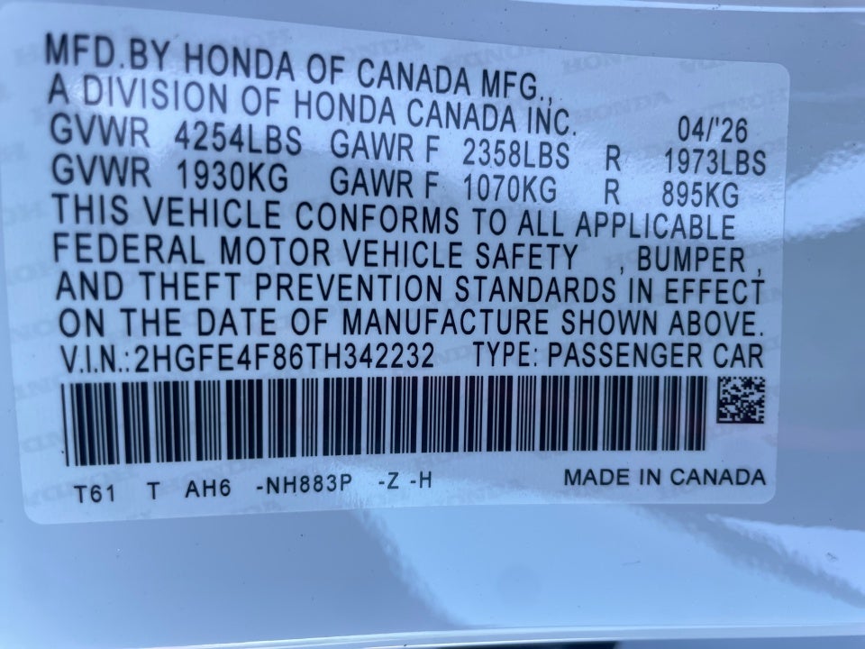 2026 Honda Civic Hybrid Sport